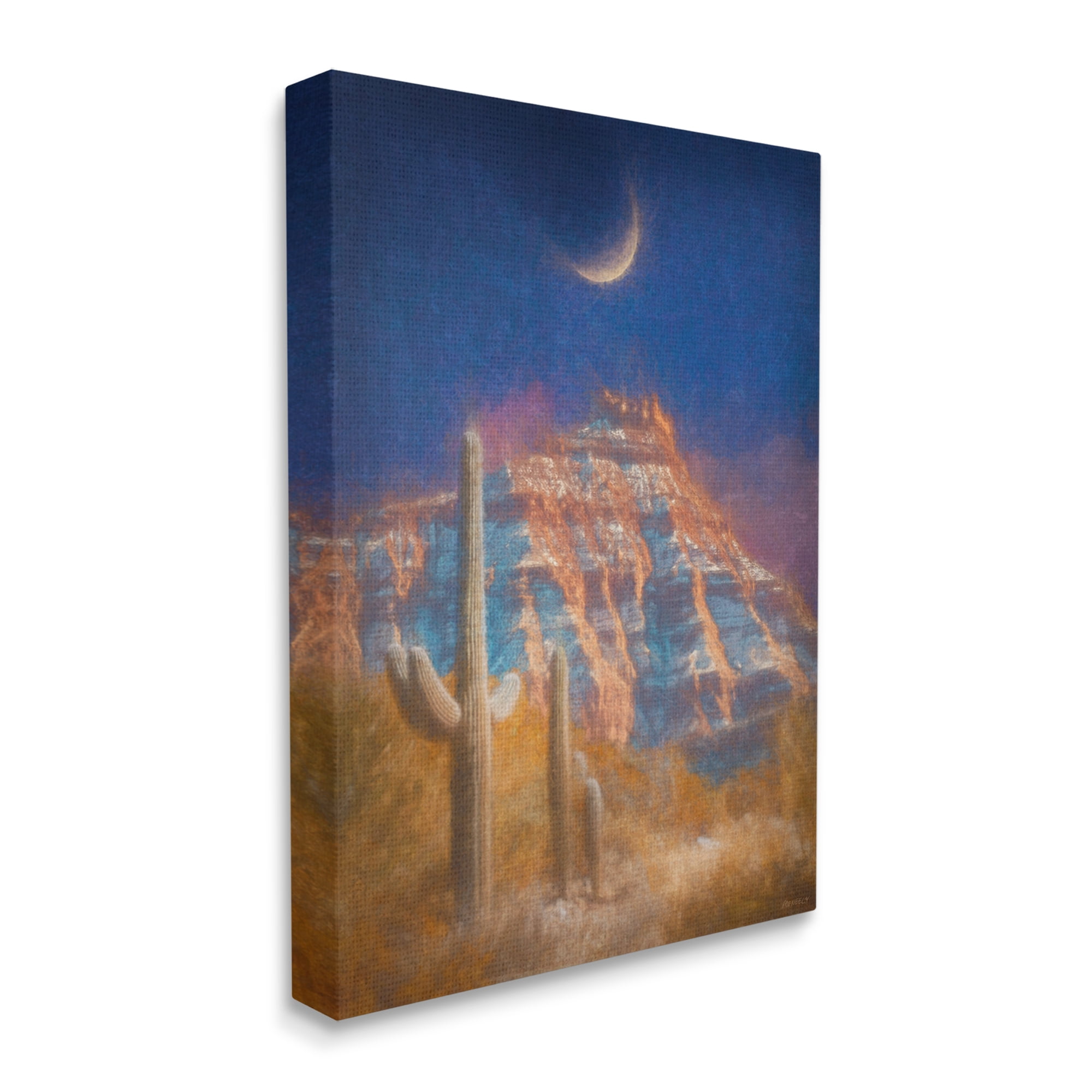 Stupell Industries Desert Canyon at Night Nature Painting Gallery Wrapped Canvas Print Wall Art, 16 x 20