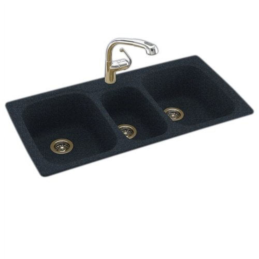 Swan KS04422TB. 018 Dual Mount Composite 44 inch x 22 inch x 9 inch 1-Hole Triple Bowl Kitchen Sink in Bisque