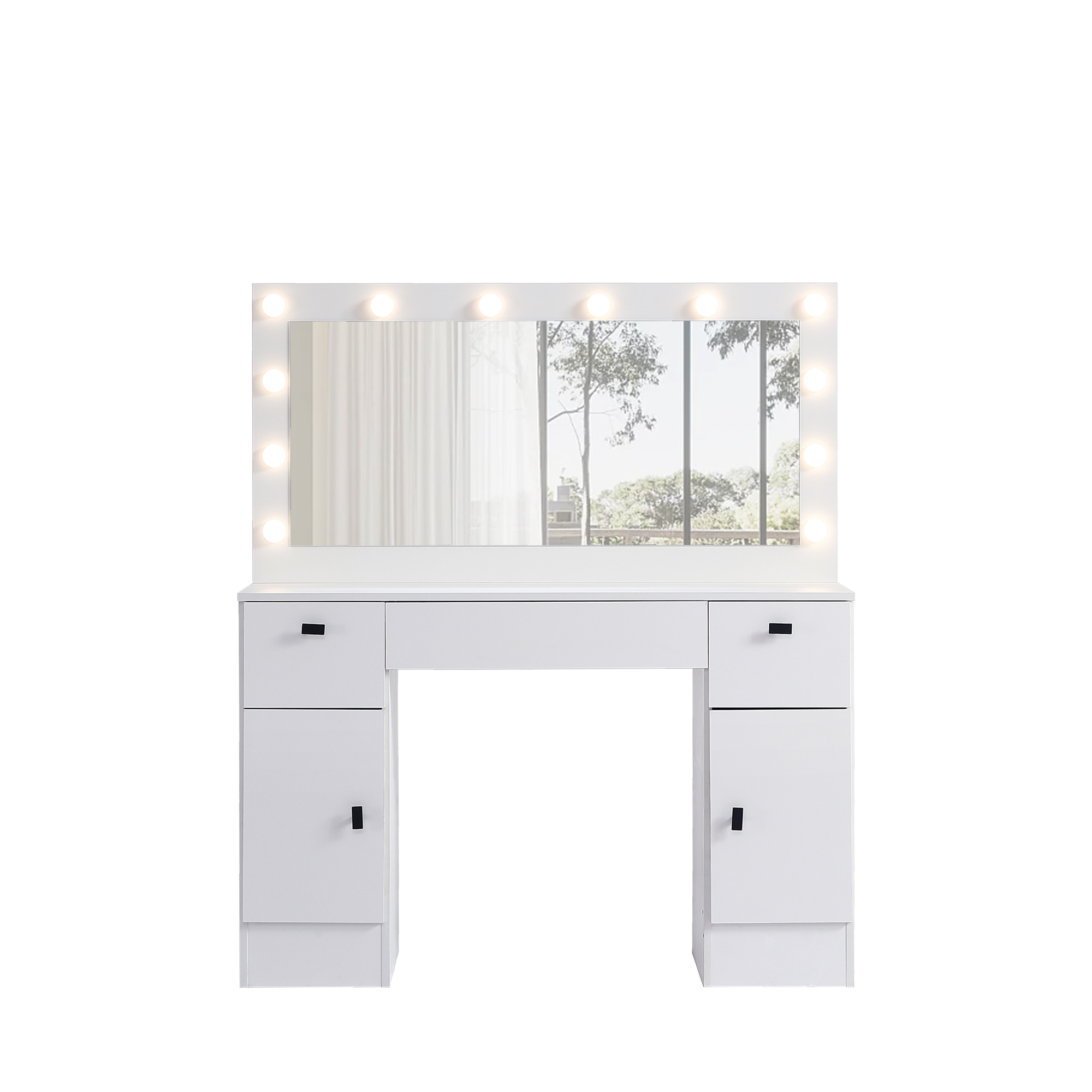 Vanity Table with Lighted Mirror, Vanity Desk with 3 Drawers and Storage Cabinet,3 Color Lighting Modes Adjustable Brightness