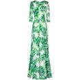 thumbnail image 2 of Bon Rosy, Women's, 3/4 Sleeve V-Neck Printed Maxi Faux Wrap Dress, Ivory Green, L, 2 of 2