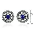 thumbnail image 3 of Stylish Flower with Blue Lapis Inlaid Center Sterling Silver Stud Earrings, 3 of 5