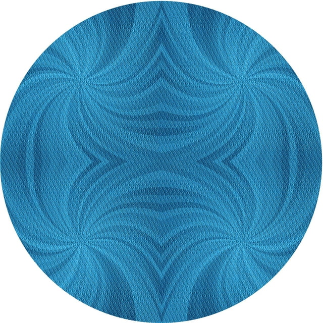 Ahgly Company Tapis d'Intérieur Ronds Transitionnels Bleus Lavables à la Machine, 3 Pieds Rond