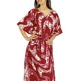 thumbnail image 5 of LEELA Women's Maxi Nightdress Cover Up Gown Caftan Loungewear Dashiki House Dresses for Women 3X-4X Cherry, Stripes, 5 of 5