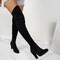 thumbnail image 7 of Xfvqtps Womens Thigh High Boots Pull on Side Zipper Chunky High Heel Pointed Toe Suede over the Knee Boots, 7 of 7