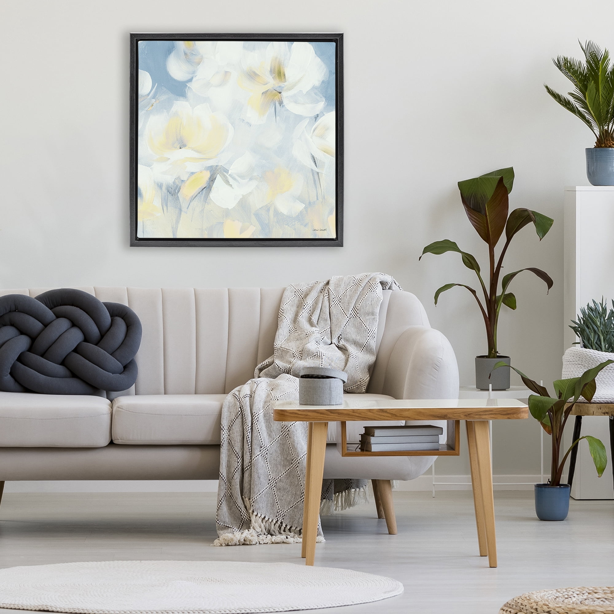 Stupell Industries Soft & Gentle Flower Field Black Framed Floater Canvas Wall Art, design by Lanie Loreth
