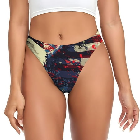 Sigee Watercolor Bald Eagle for Women s G-String Panty  Low Rise  Soft Lace Perfect for Everyday Wear or Special Occasions-XX-Large