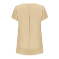 thumbnail image 5 of Women Chiffon Blouses Dressy Casual Summer V-Neck Short Sleeve Tops Business Tunics Ruffle Pleated Shirred Basic Shirts, 5 of 5