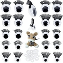 20 Sets Safety Eyes with Eyelash 10/12/14/18/24mm Stuffed Animal Eyes Black Crochet Eyes Plastic Craft Eyes Amigurumi Eyes with Washers for Puppet Bear Teddy Bunny DIY Arts Crafts Making
