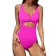 thumbnail image 1 of Gibobby Trajes de Baño Mujer Traje de baño dividido de bikini de talle sexy con cuello en V sólido casual para mujer(Rosa caliente,G), 1 of 5