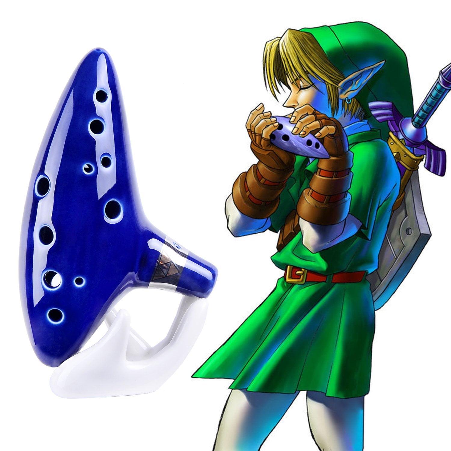 Dark Blue Brand New Legend of Zelda Ocarina of Time 12 Hole Alto Triforce Link Ocarina Zelda Cosplay Ceramic Exclusive Replica by Awef