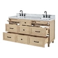 thumbnail image 4 of Ariel Monroe 67 Inch Double Rectangular Sink Bathroom Vanity With Italian Carrara Marble Countertop 1.5 inch Edge In Oak, 4 of 7