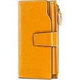 thumbnail image 2 of Leather Women's Wallets,Multi-Function Slim Bifold Zipper Clutch Purse,Large Capacity Card Holder with RFID/Yellow, 2 of 7