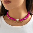 thumbnail image 1 of Joyería europea y americana, collar de turquesa de doble capa de viento fresco, cadena de metal de hip hop, collar fresco suave, 1 of 5