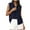 Navy, variant on HomeDM Women's Button Down Tank Tops, Sleeveless Collared Tops Summer Casual Shirts - Brown/L