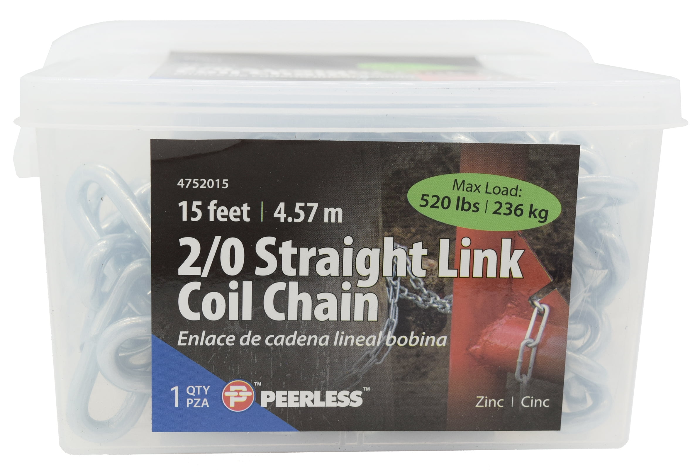 Peerless 2/0 Straight Coil Chain, 15'