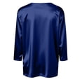 thumbnail image 5 of Womens Satin Silk 3/4 Length Sleeve Tunic Tops Trendy Silky Round Neck Business Casual Shirt Dressy Blouses, Dark Blue 2XL, 5 of 6
