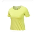 thumbnail image 2 of Timegard Running Tops for Women Round Neck Short Sleeve Cropped Athletic Workout Gym Tops Solid Color, 2 of 4
