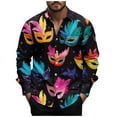 thumbnail image 3 of lcziwo Mens Mardi Gras Shirts Long Sleeve Novelty Mask Graphic Print Button Down Shirt Tuesday Carnival Party Blouse Tops Fashion Casual Lapel Shirts Lightning Deals of Today Prime Multicolor XL, 3 of 5