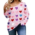 thumbnail image 1 of Mujeres de Manga Larga Tops de Moda Multi-Color Corazón Impresión Off-Shoulder con Mangas Acampanadas para la Fiesta Y las Vacaciones, 1 of 6