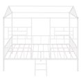 thumbnail image 4 of Metal House Bed, Twin Size Platform Bed Frame with Full-Length Guardrails and Ladder,Low Loft Bed Frame with Roof and Windows for Boys and Girls,White, 4 of 7