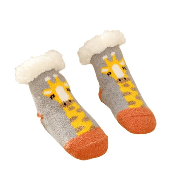 AUQ Socks Lightweight Breathable Fuzzy Socks,Comfortable Girls Socks for Cold Weather,S,Giraffe