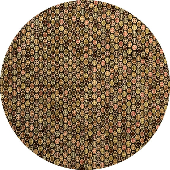 Ahgly Company Indoor Round Abstract Brown Modern Area Rugs, 7' Round