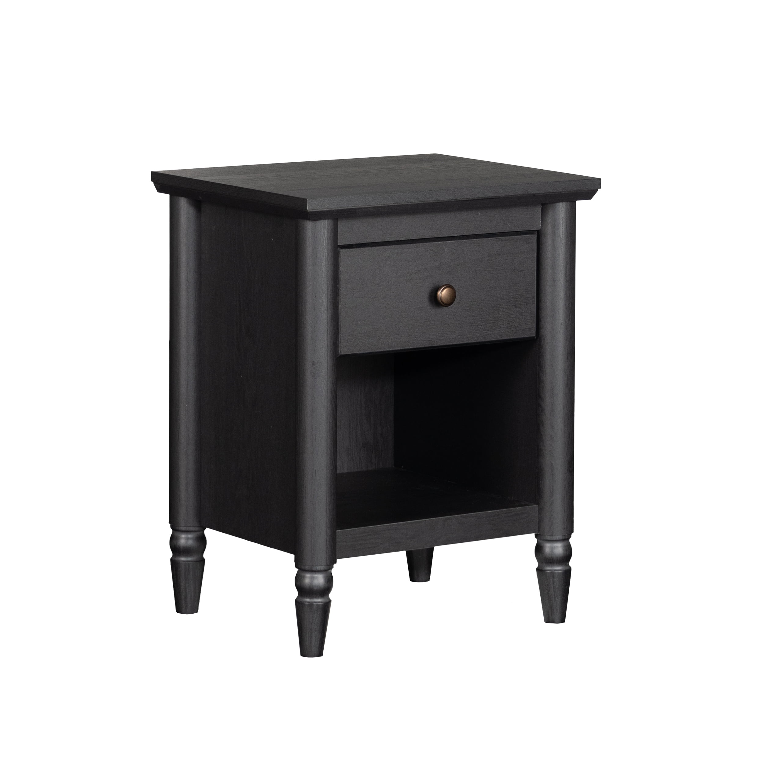 My Texas House Monroe 1 Drawer Nightstand, with USB, Black Oak Finish