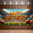 thumbnail image 6 of Sports Themed Happy Birthday Backdrop Banner with Soccer and Basketball Elements Party Decoration Photography Prop for Birthday Parties Sports Events and Celebrations, 6 of 8