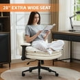 thumbnail image 6 of DOMICARE Criss Cross Chair with Flip-Up Arms, Wide Cross-Legged Office Chair with Wheels, Swivel Vanity Desk Chair, White Boucle, 6 of 7
