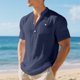 thumbnail image 1 of Ceisia Men's Slim Fit Short Sleeve Henley Shirt with Chest Pocket Casual Summer Top Navy XXL Gifts, 1 of 9