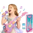 thumbnail image 1 of Kids Microphone and Stand, Kids Guitar and Microphone Toy Set, Portable Karaoke Machine for 4-6, 1 of 8
