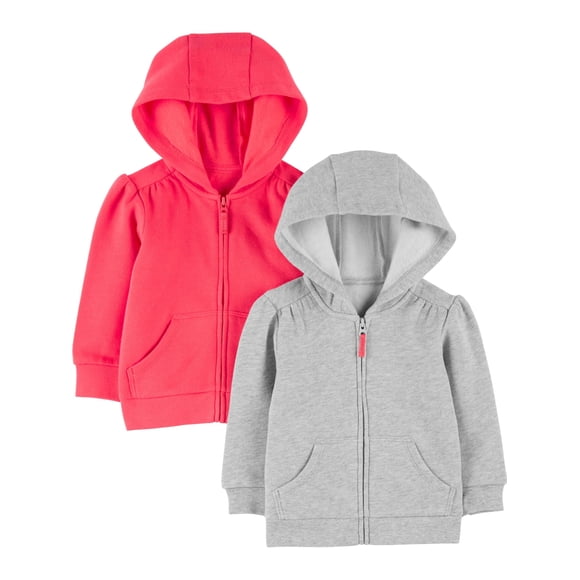 Sudaderas con capucha Simple Joys by Carter's Girls, 2 unidades, forro polar, 12 meses