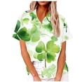 thumbnail image 2 of Gaecuw St.Patrick's Day Womens Button down Tops Short Sleeve Pullover T-Shirts Shirts Four Leaf Printed Tops Round Neck Blouse Trendy Loose Fit Cute Tees Tshirts Irish Clothes Green XL, 2 of 5