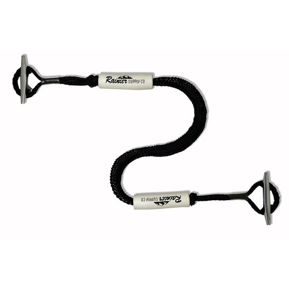 Rainier Supply Co. Boat Dock Lines & Rope- Twin Pack Bungee Dock Line for boats - 4-5.5ft, 5-7ft or 6-9ft, boat bungee dock lines for docking with loop - Black