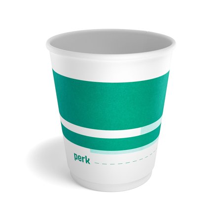 Perk Insulated Double Wall Paper Hot Cup 10 oz. White/Teal 40/Pack (PK59482)