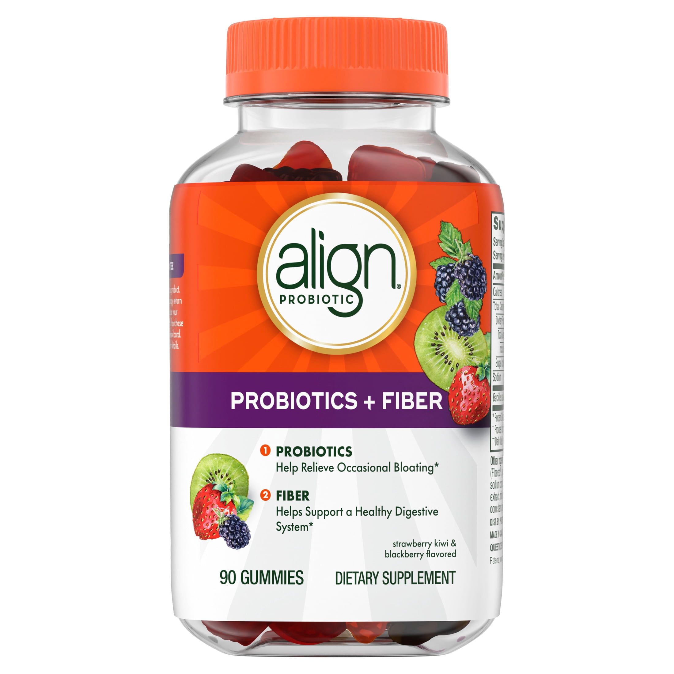 Align Probiotics + Fiber Gummies, Probiotic for Digestive Health, 90 Count