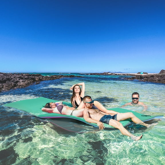 Soozier 12.5' x 5' Floating Mat with Drink Holders 3-Layer Lily Pad, Green