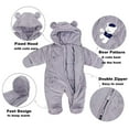 thumbnail image 3 of JiAmy Baby Snowsuit Romper Winter Jumpsuit with Hood Cute Bear Ears Fleece Romper Snow Wear for Infant 0-18 Months, 3 of 8