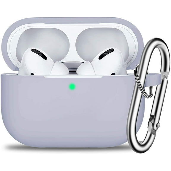 AirPods Pro Case Cover with Keychain, Full Protective Silicone Skin Accessories for Women Men Girl with Apple 2019 Latest AirPods Pro Case, Front LED Visible-Light Grey