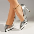thumbnail image 4 of Xfvqtps Womens Heels Pointed Toe High Heel Dress Shoes Metallic Texture Evening Pumps Wedding Party Cocktail Shoes, 4 of 9