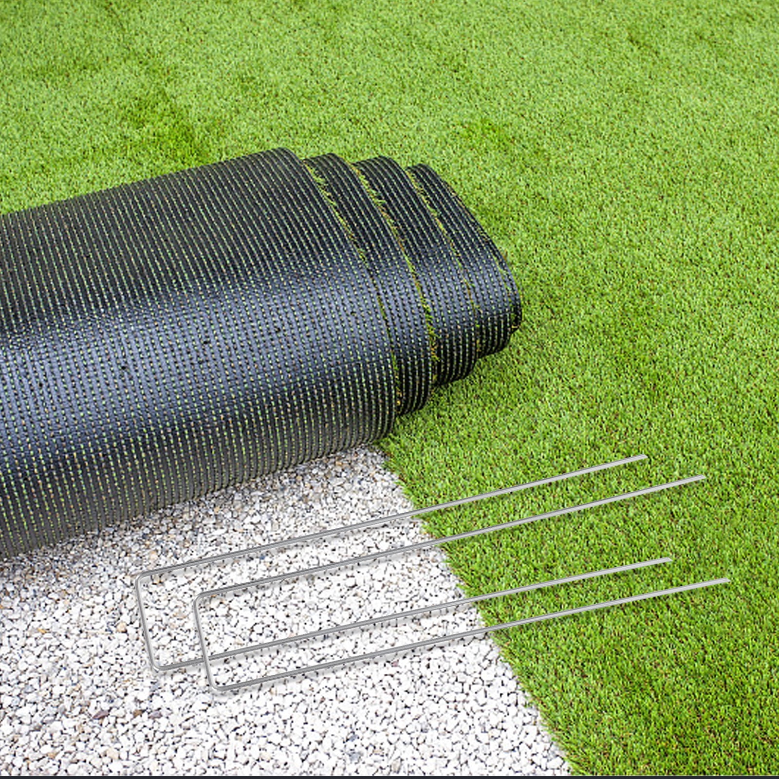 Toyandona U-Shaped Garden Stakes Zinc Plated Steel Wire for Outdoor Fixing 100Pcs