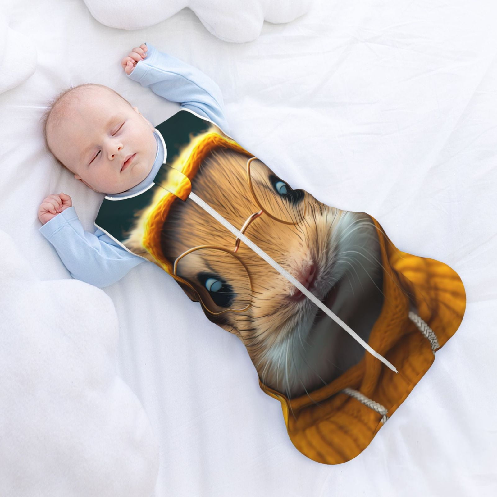 Rateoe Modern Yellow Sweater Guinea Pig Print Cotton Baby Sleep Sack, Baby Sleeping Bag with Two-Way Zipper,Wearable Blanket for Newborn Baby Boys and Girls-Medium