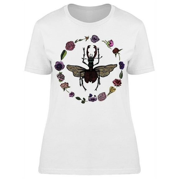 Colors Beetle Bug Flowers  T-Shirt Women -Image by Shutterstock, Female 3X-Large