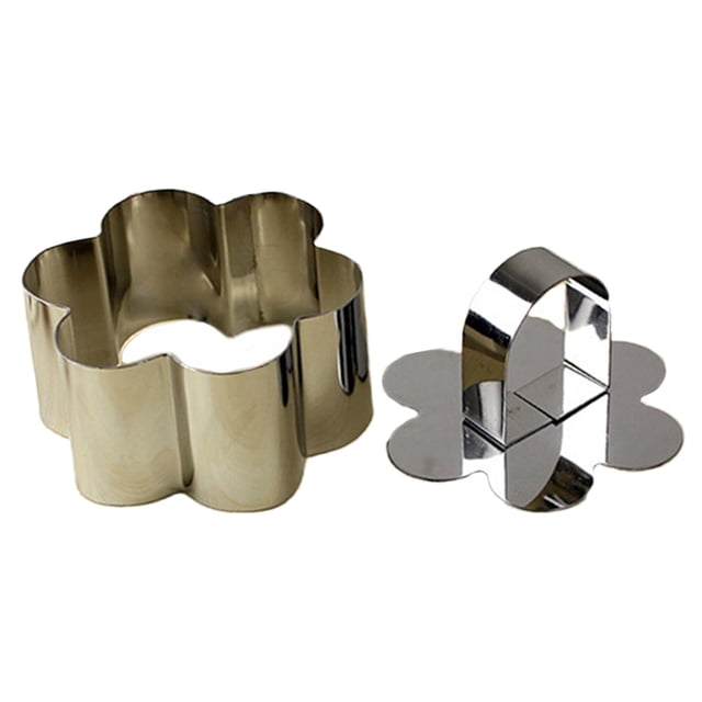 Bewildely Anillo de espuma circular de acero inoxidable retráctil, juego de herramientas para hornear pasteles, forma de tamaño ajustable, Herramientas y accesorios para hornear tipo de flor