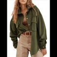 thumbnail image 3 of Chaqueta de Larga con Solapa Suelta para Mujer, Cárdigan Irregular con Bolsillo de Verde M, 3 of 8