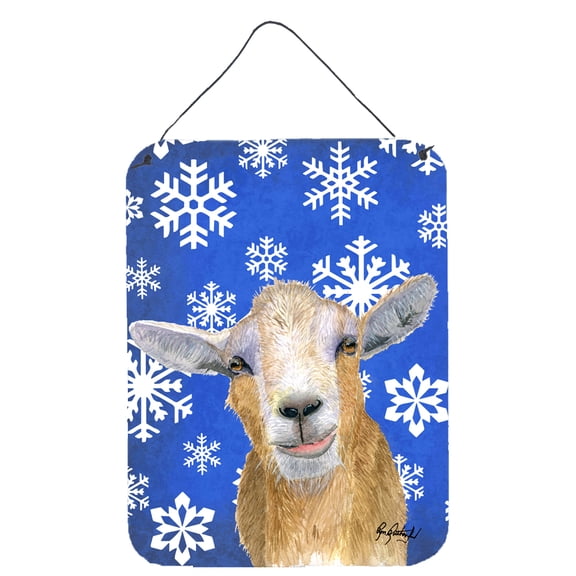 Goat Winter Snowflakes Holiday Wall or Door Hanging Prints