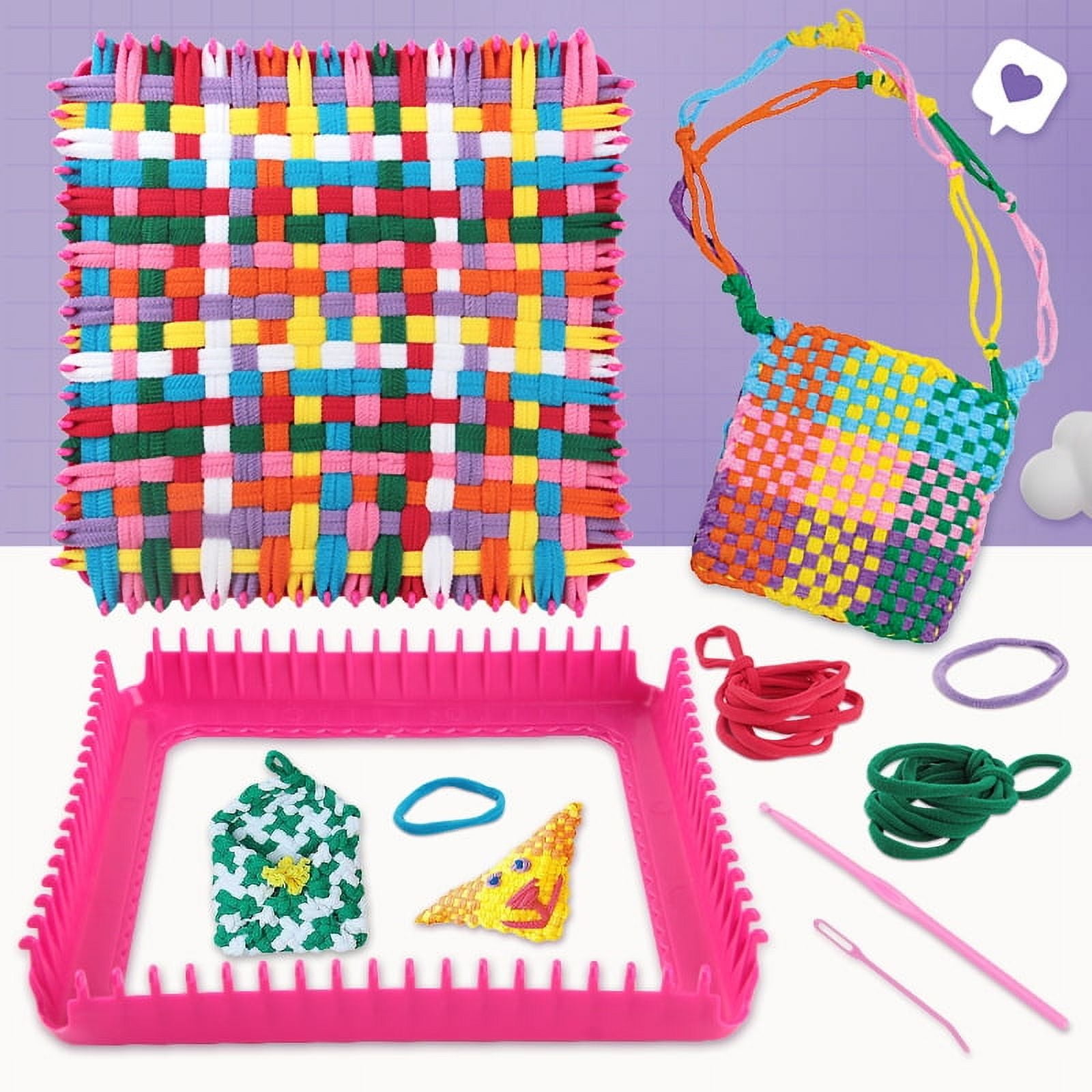 Weaving Loom Kit Toys for Kids and Adults, Potholder Loops Crafts for Girls Ages 6 7 8 9 10 11 12, 7" Pot Holder Loom Knitting Kits and Gifts for Kids and Beginners