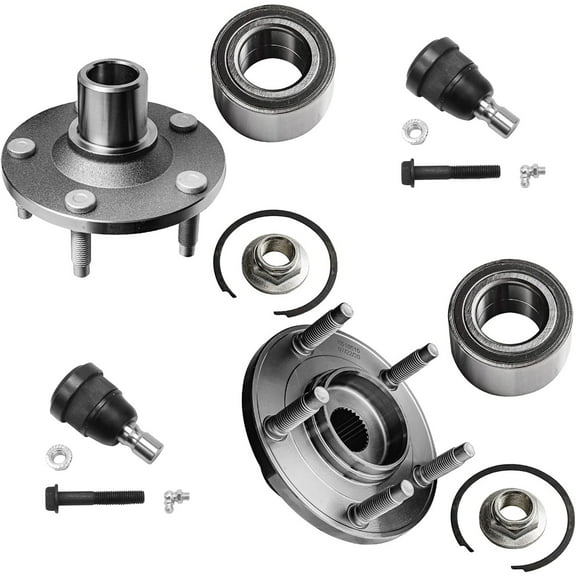 Detroit Axle - Front Wheel Bearing Hubs Kit for 01-12 Ford Escape Mazda Tribute Mariner 2002 2003 2004 2005 2006 2007 2008 2009 2010 2011, 2 Lower Ball Joints 2 Wheel Bearing Hubs Replacement