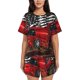 thumbnail image 1 of Balery tractor Conjunto de Pijama para Mujer con Estampado, Dos Piezas de Manga Corta y Shorts, Ropa de Dormir Suave con Cuello Redondo y Bolsillos-Small, 1 of 6