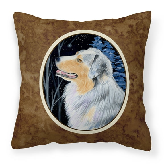 Caroline's Treasures SS8382PW1414 Starry Night Australian Shepherd Fabric Decorative Pillow, 14Hx14W, multicolor